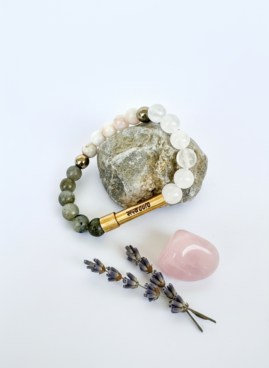 Crown Chakra Crystal Bracelet with Manifestation Lock