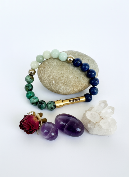Throat Chakra Crystal Bracelet with Manifestation Lock