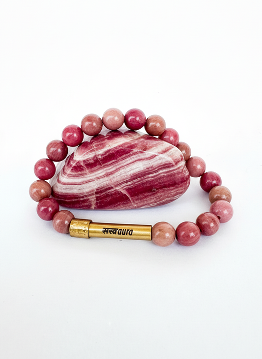 Rhodochrosite Crystal Bracelet with Manifestation Lock