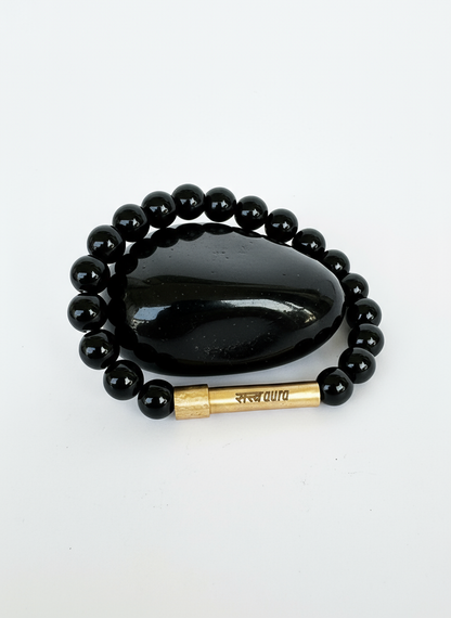 Black Onyx Crystal Bracelet with Manifestation Lock