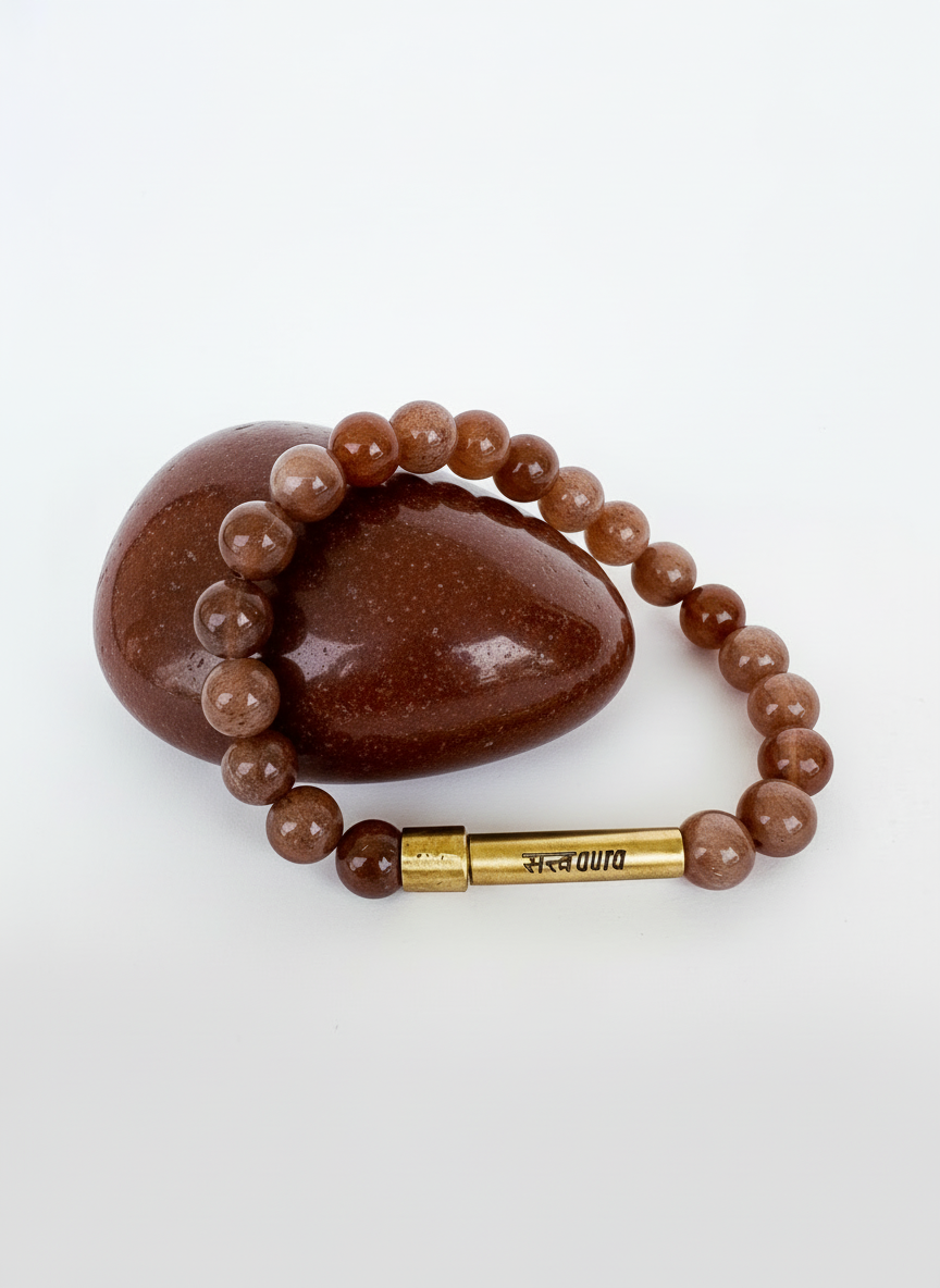 Peach Moonstone Crystal Bracelet with Manifestation Lock