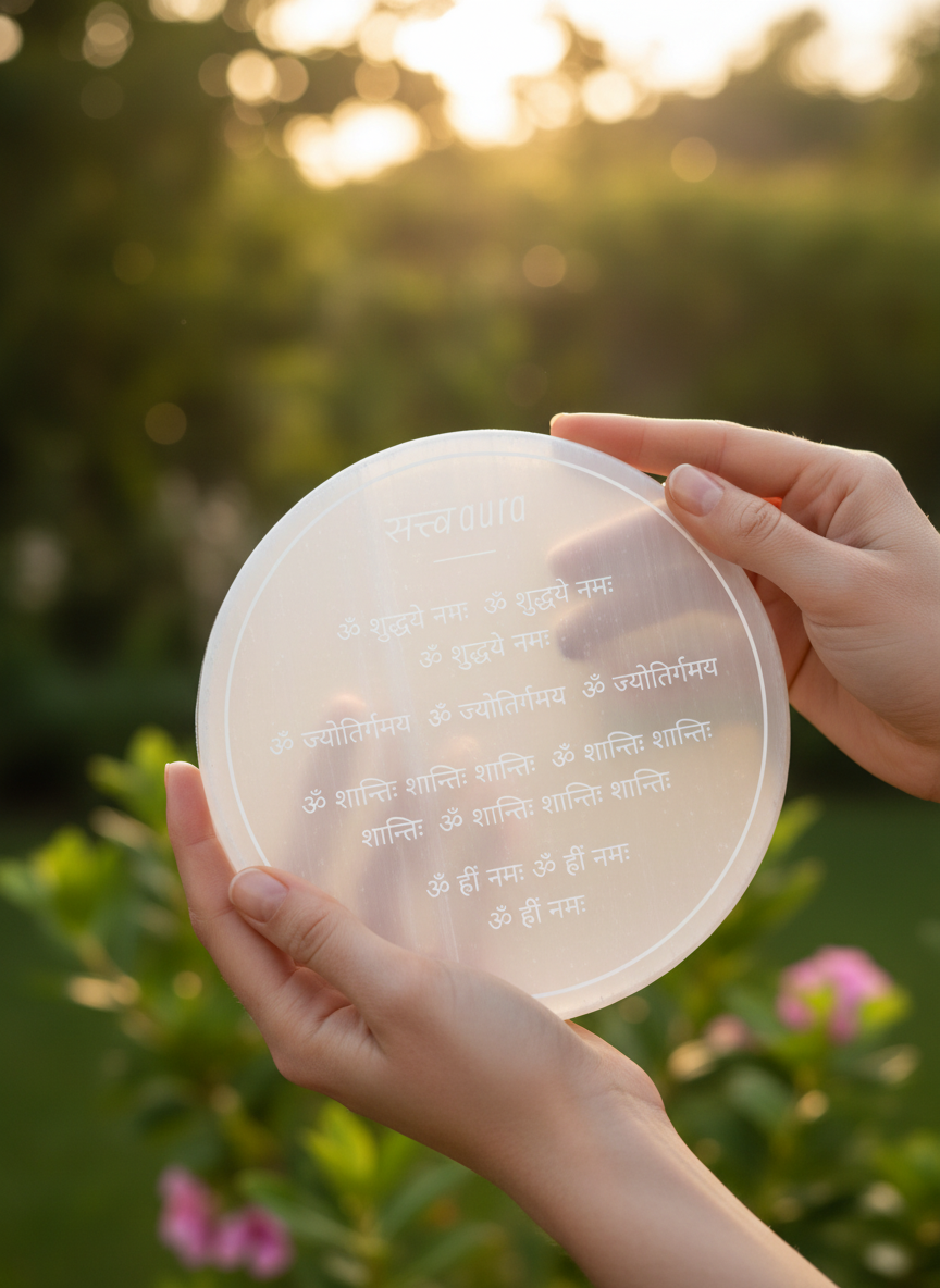 शुद्ध्ये Aura Selenite Plate