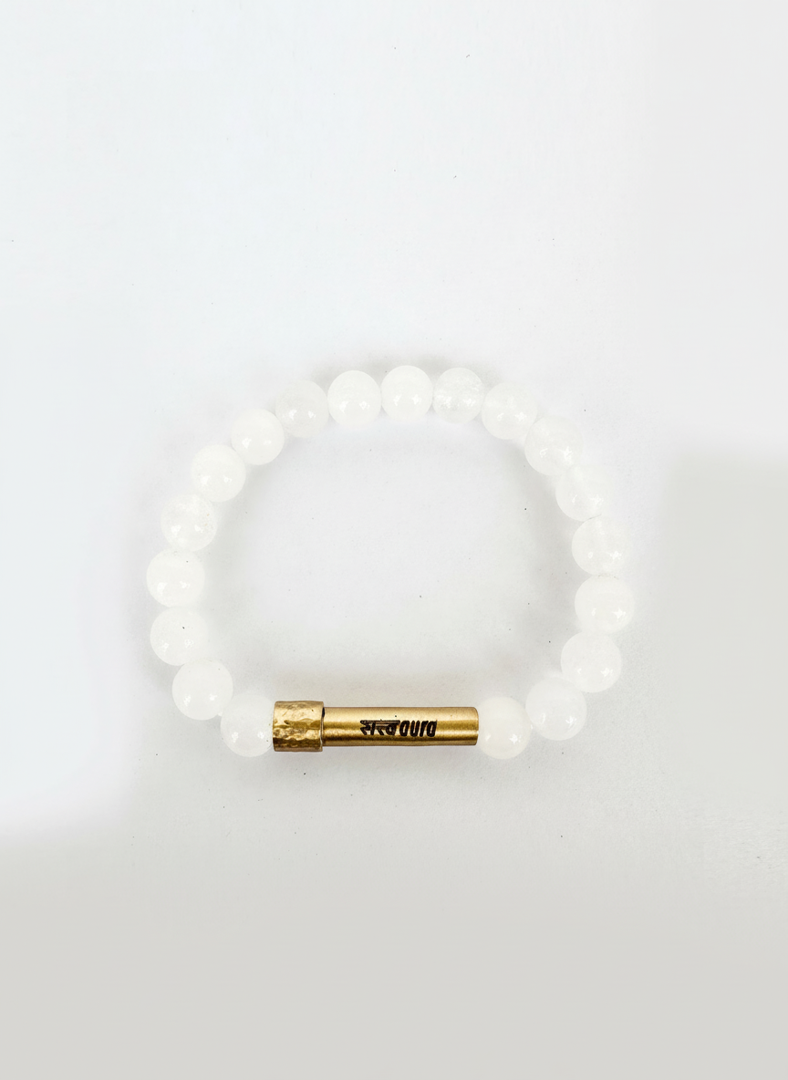 Clear Quartz Crystal Bracelet with Manifestation Lock