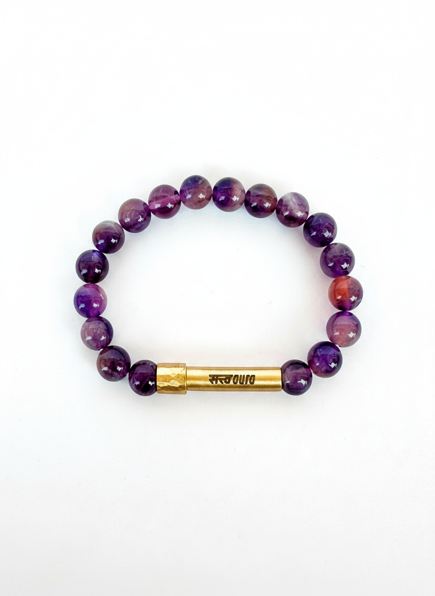 Amethyst Crystal Bracelet with Manifestation Lock