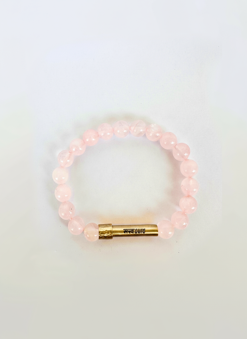 Rose Quartz Crystal Bracelet with Manifestation Lock