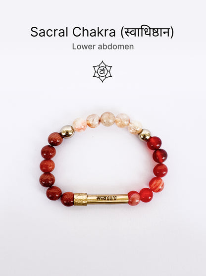 Sacral Chakra Crystal Bracelet with Manifestation Lock